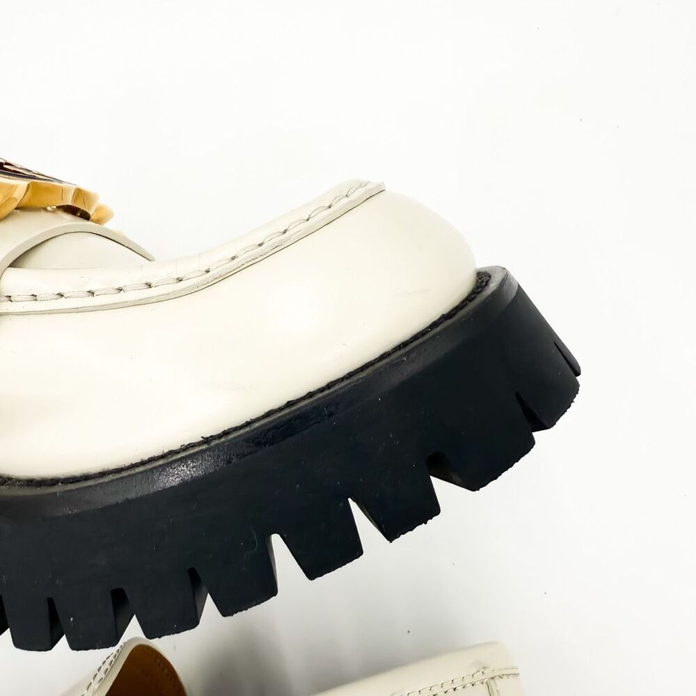 Gucci Jeanne GG Chain Lug Sole White Leather Platform Loafers EU 38 US 8 - Picture 8 of 12
